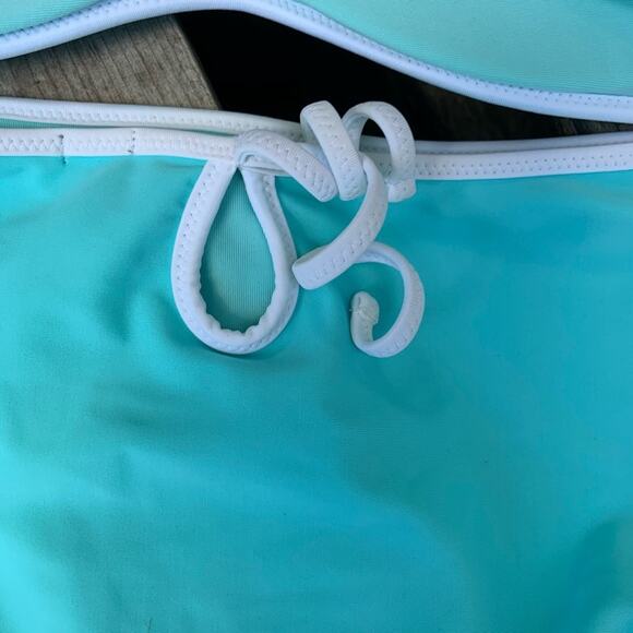 Aerie Scoop Piping High Waist bikini set teal - Picture 5 of 7